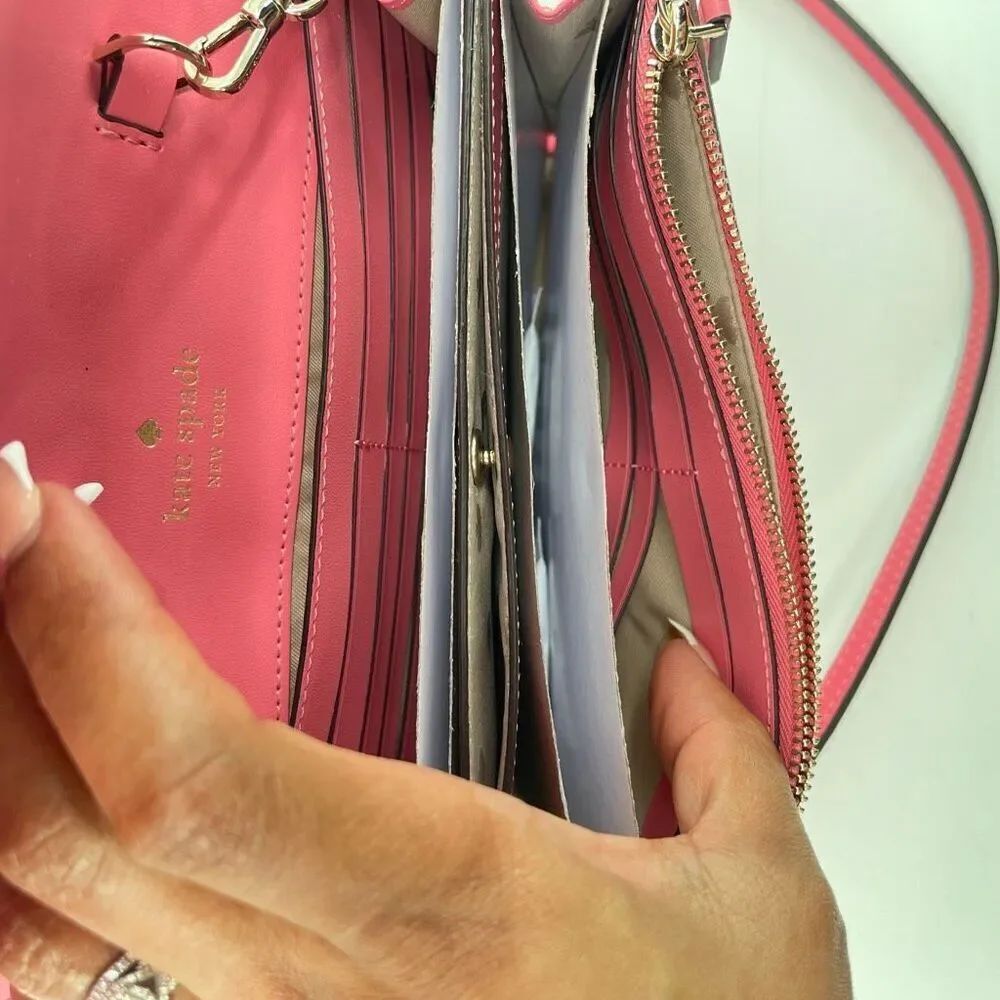 Kate Spade New York Snap With String Pink Leather Crossbody Bag NWT WLRU5769 - Picture 11 of 14